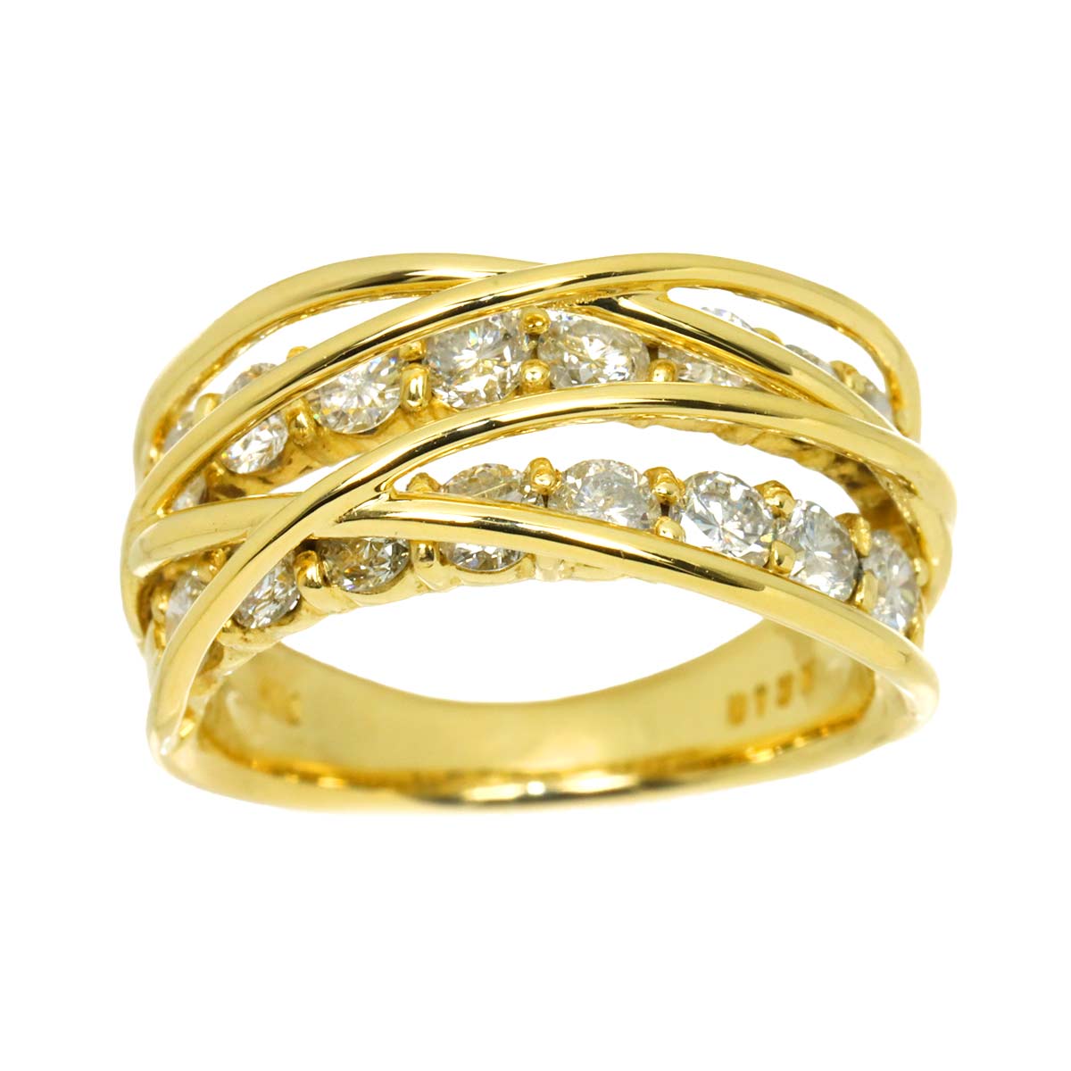 Diamond 1.36ct Ring 18K K18 YG Yellow Gold 750 size5.25-5.5(US)