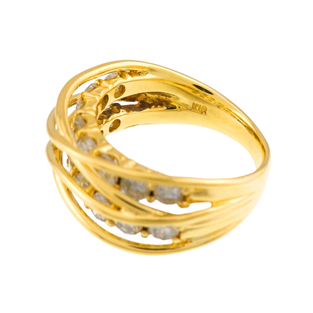 Diamond 1.36ct Ring 18K K18 YG Yellow Gold 750 size5.25-5.5(US)