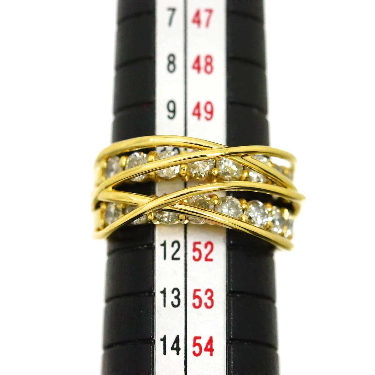 Diamond 1.36ct Ring 18K K18 YG Yellow Gold 750 size5.25-5.5(US)