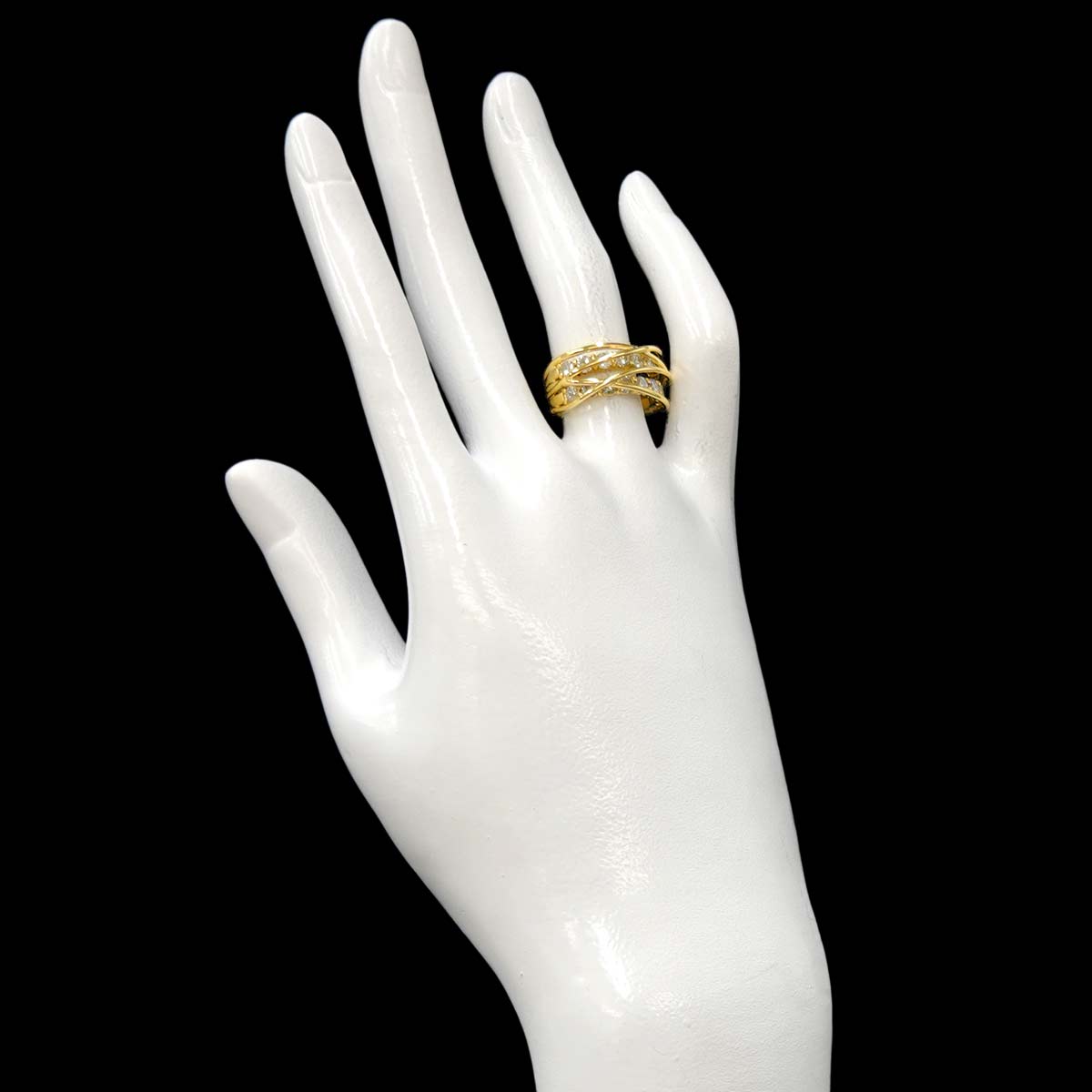Diamond 1.36ct Ring 18K K18 YG Yellow Gold 750 size5.25-5.5(US)