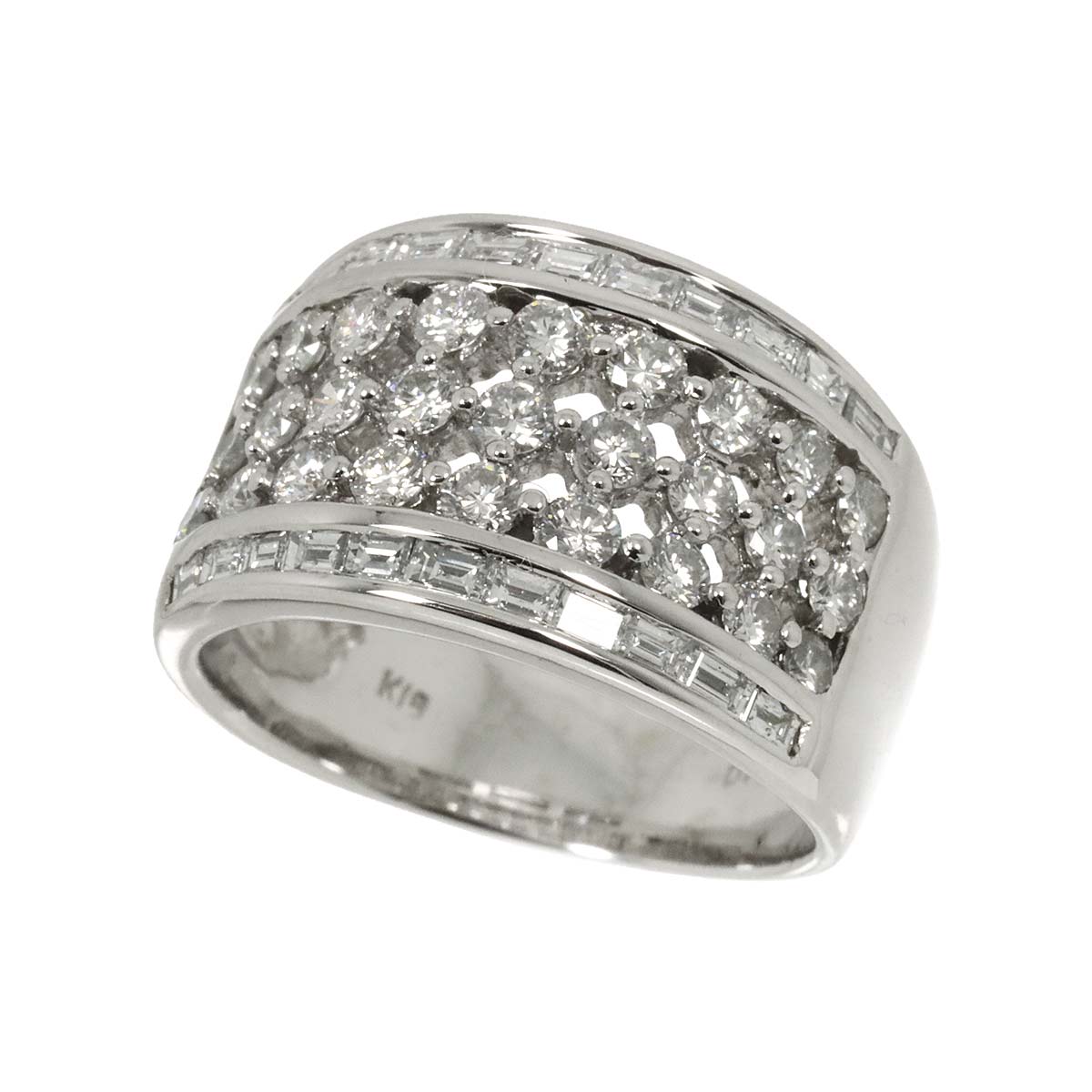 Diamond 1.64ct Ring 18K K18 WG White Gold size6(US)