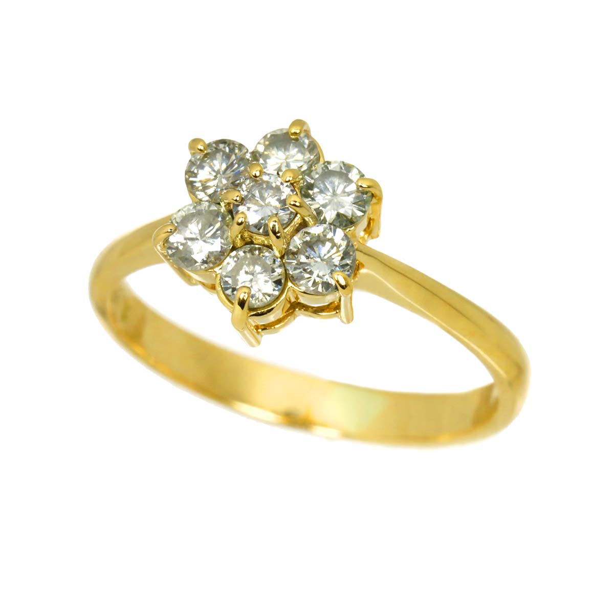 Diamond 0.50ct Ring 18K YG Yellow Gold 750 Size4.5-4.75(US)
