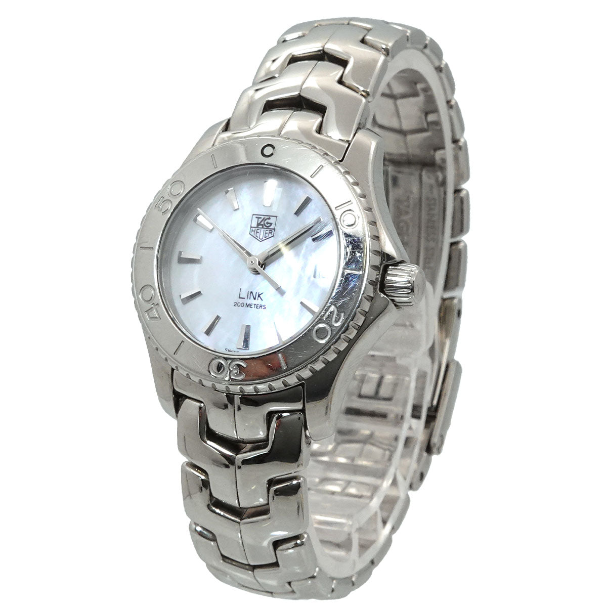 LINK WJ1313-0 Date Quartz White Shell Dial Ladies Watch