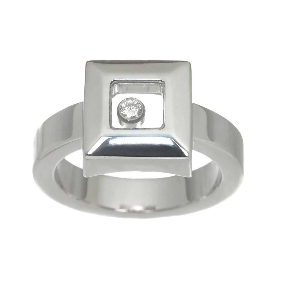 Happy Diamond Square Ring 18K WG 750 Size4.75-5(US)