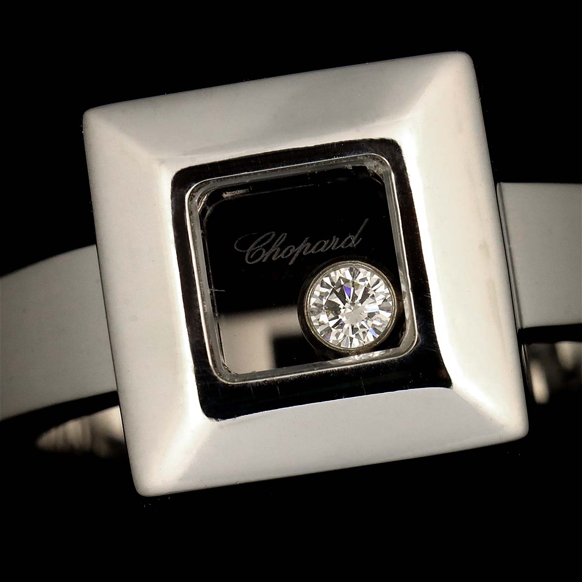 Happy Diamond Square Ring 18K WG 750 Size4.75-5(US)