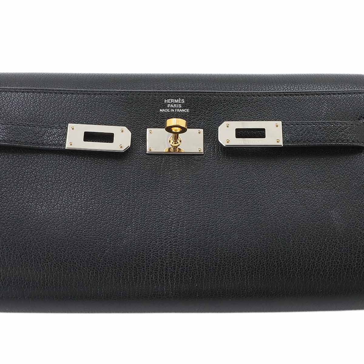 Kelly To Go Shoulder Wallet Chevre Chamkila Black Purse