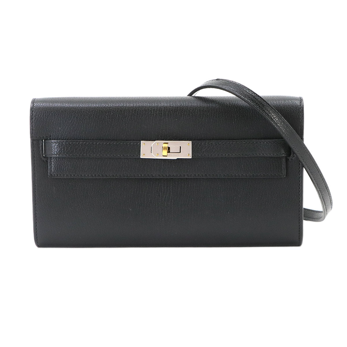 Kelly To Go Shoulder Wallet Chevre Chamkila Black Purse