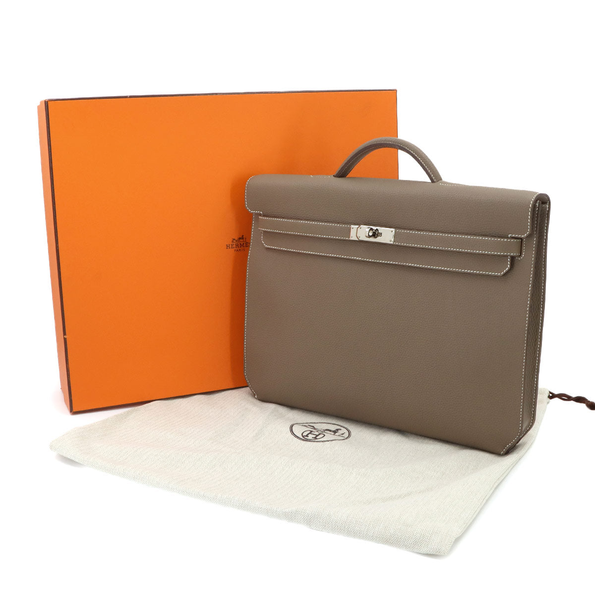 Kelly Depeche 36 Briefcase Business Bag Togo Etoupe