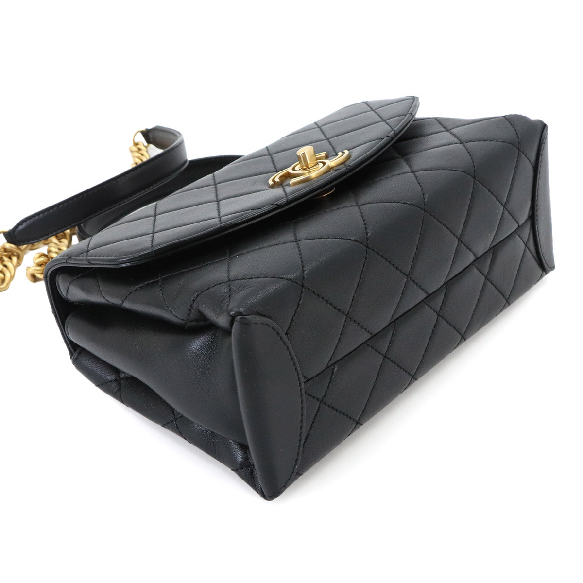 Trendy CC 2way Hand Chain Shouder Bag Leather Black