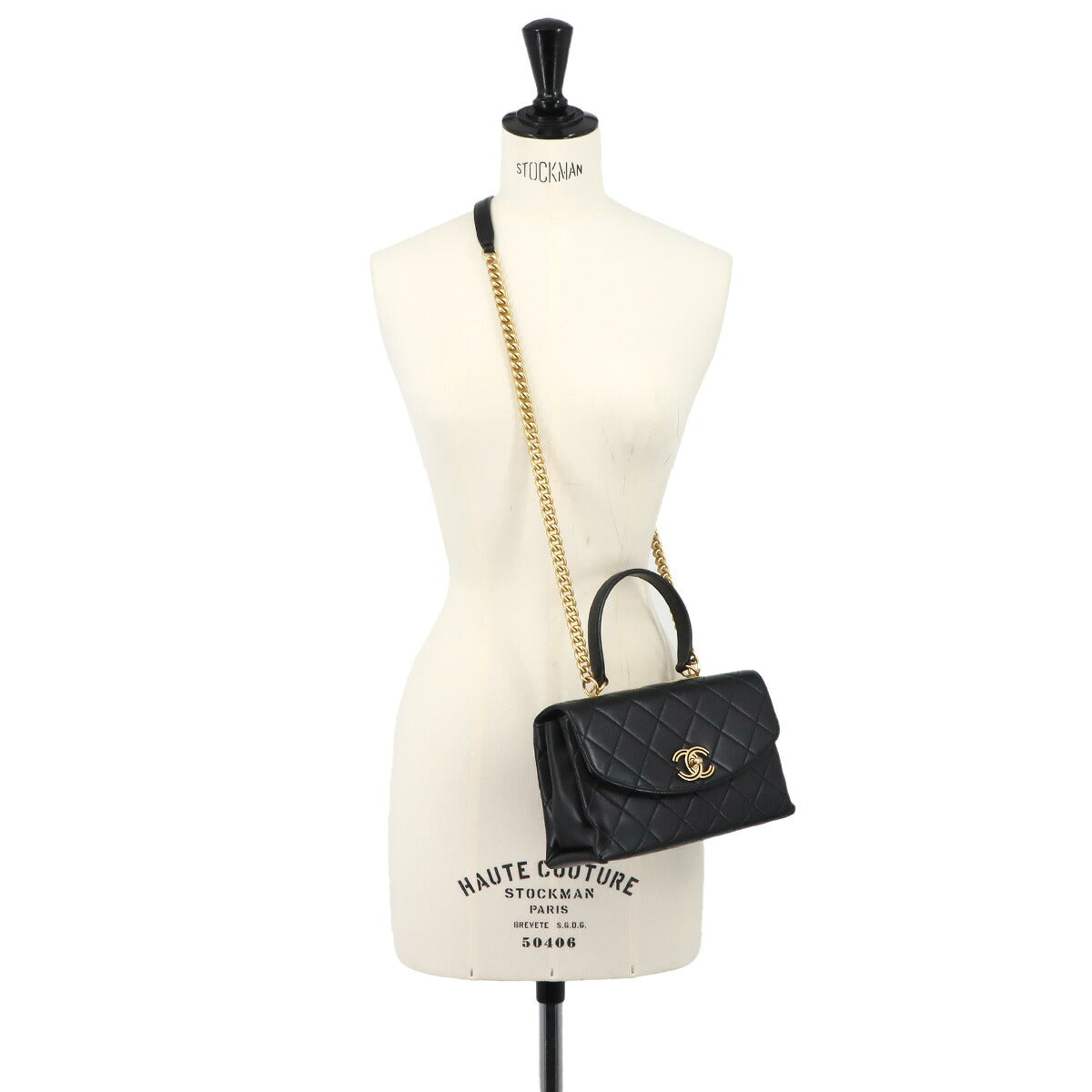 Trendy CC 2way Hand Chain Shouder Bag Leather Black
