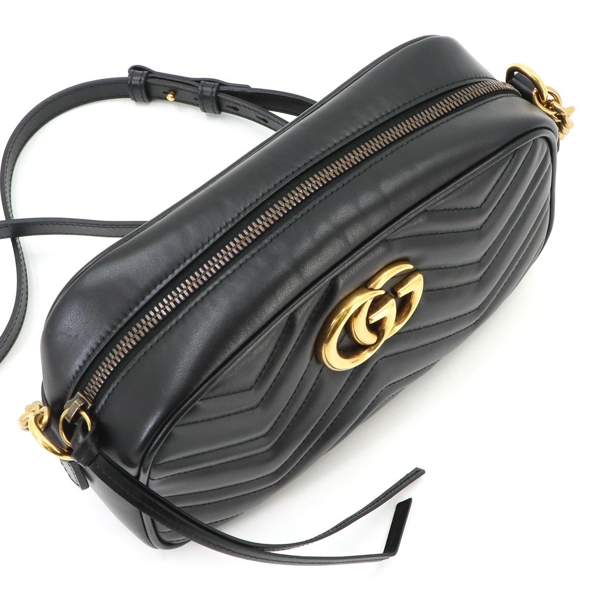 GG Marmont Chain Shoulder Bag Leather Black 447632 Purse