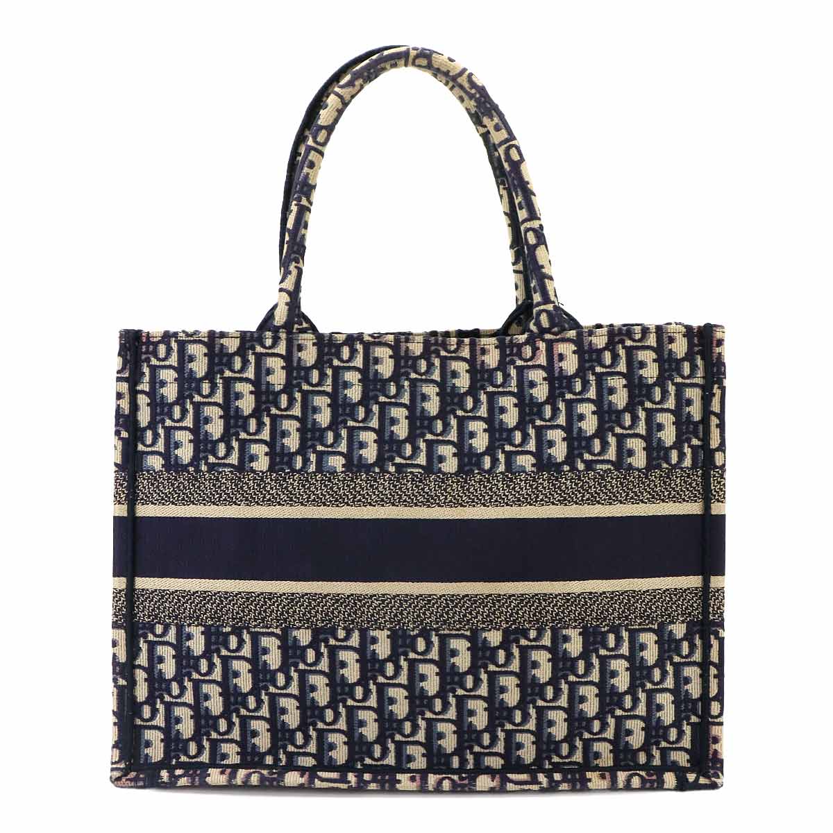Oblique Book Tote Medium Bag Canvas Navy M1296ZRIW