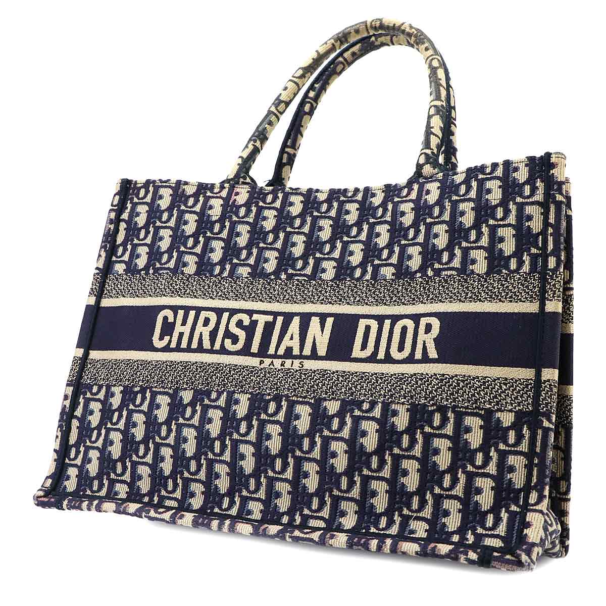 Oblique Book Tote Medium Bag Canvas Navy M1296ZRIW