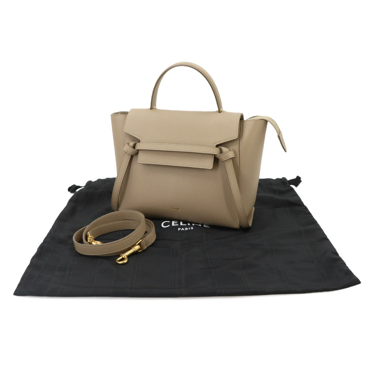 Belt Bag Micro Hand Shoulder Bag Leather Beige 189153