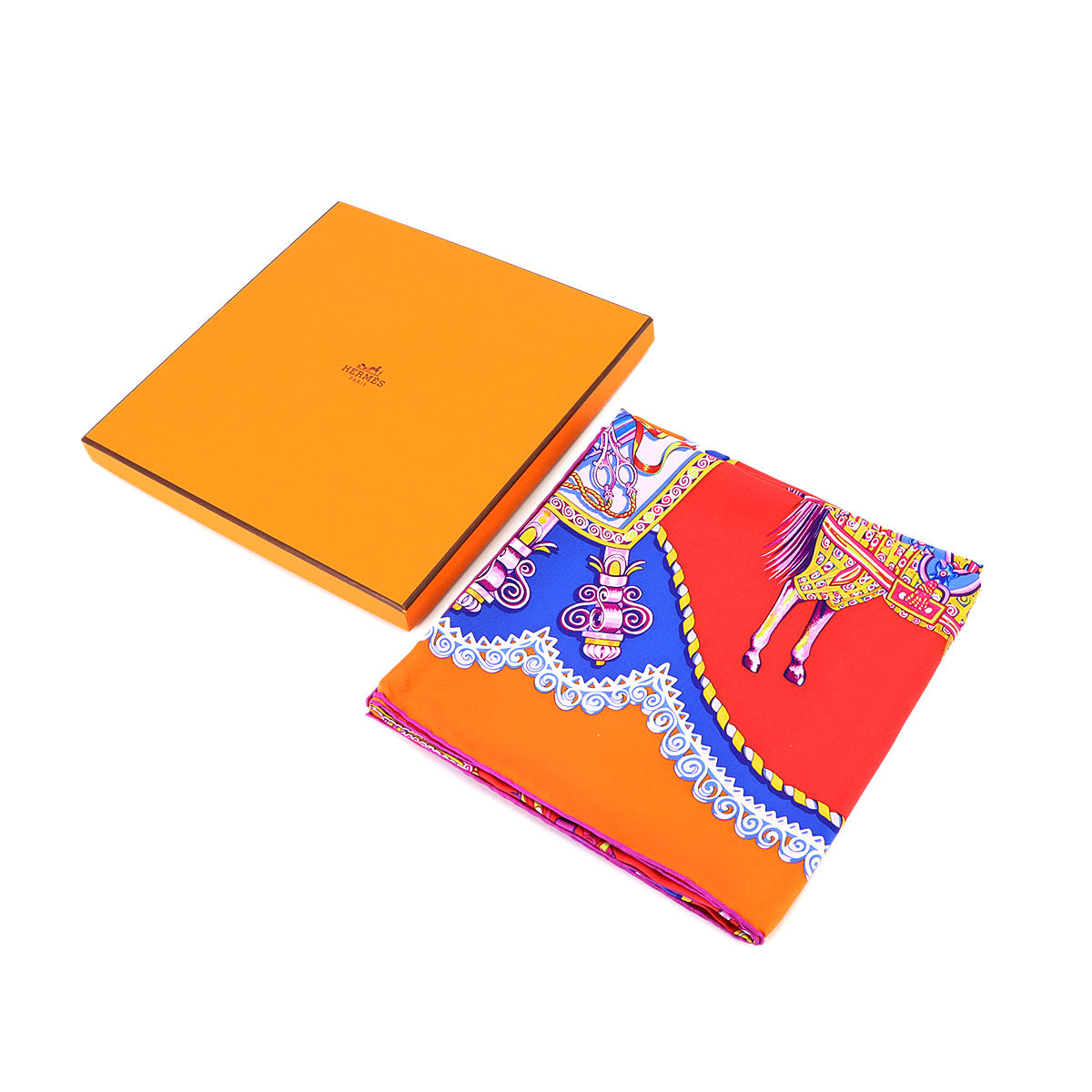 Carre 90 Scarf Paperoles Rouge Orange