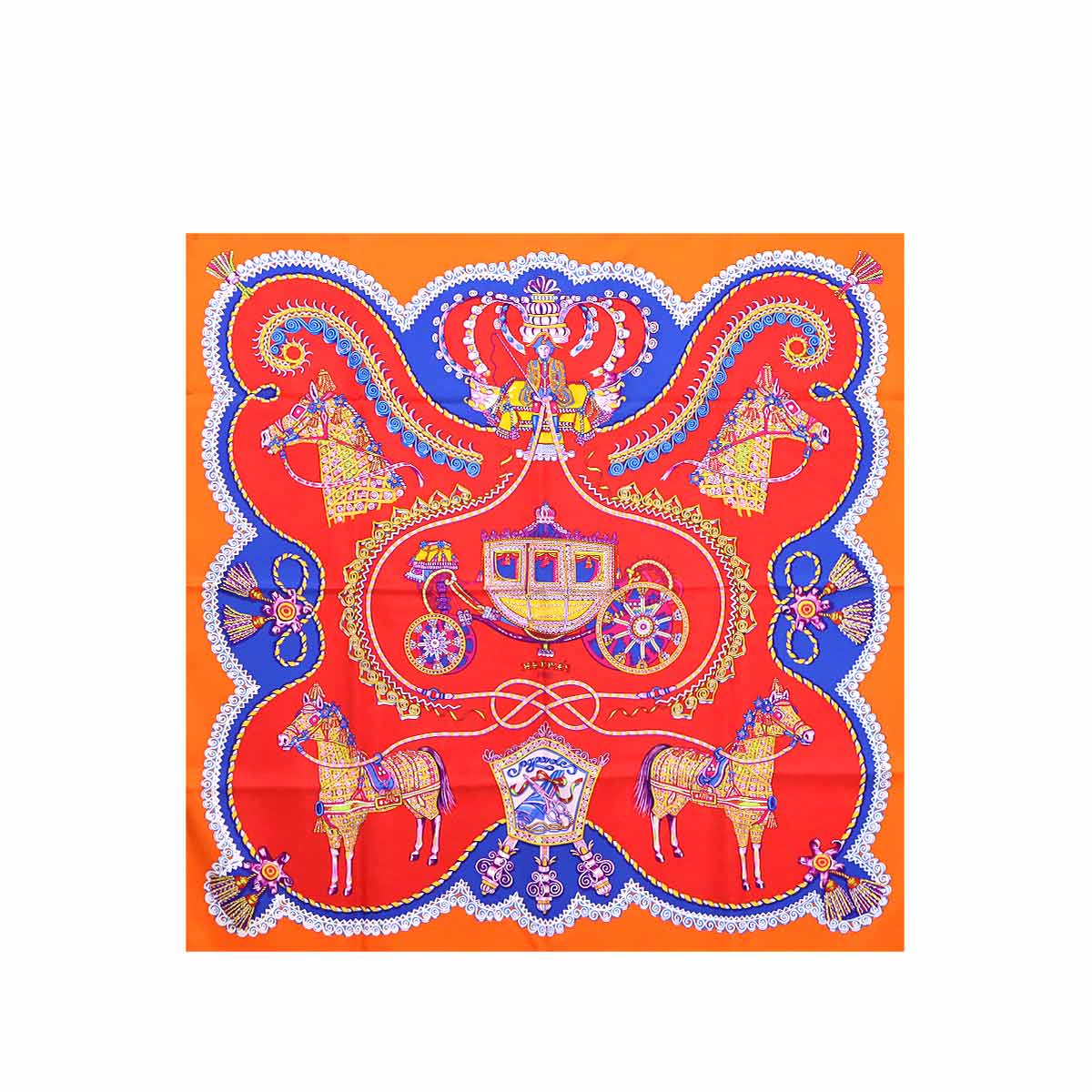 Carre 90 Scarf Paperoles Rouge Orange