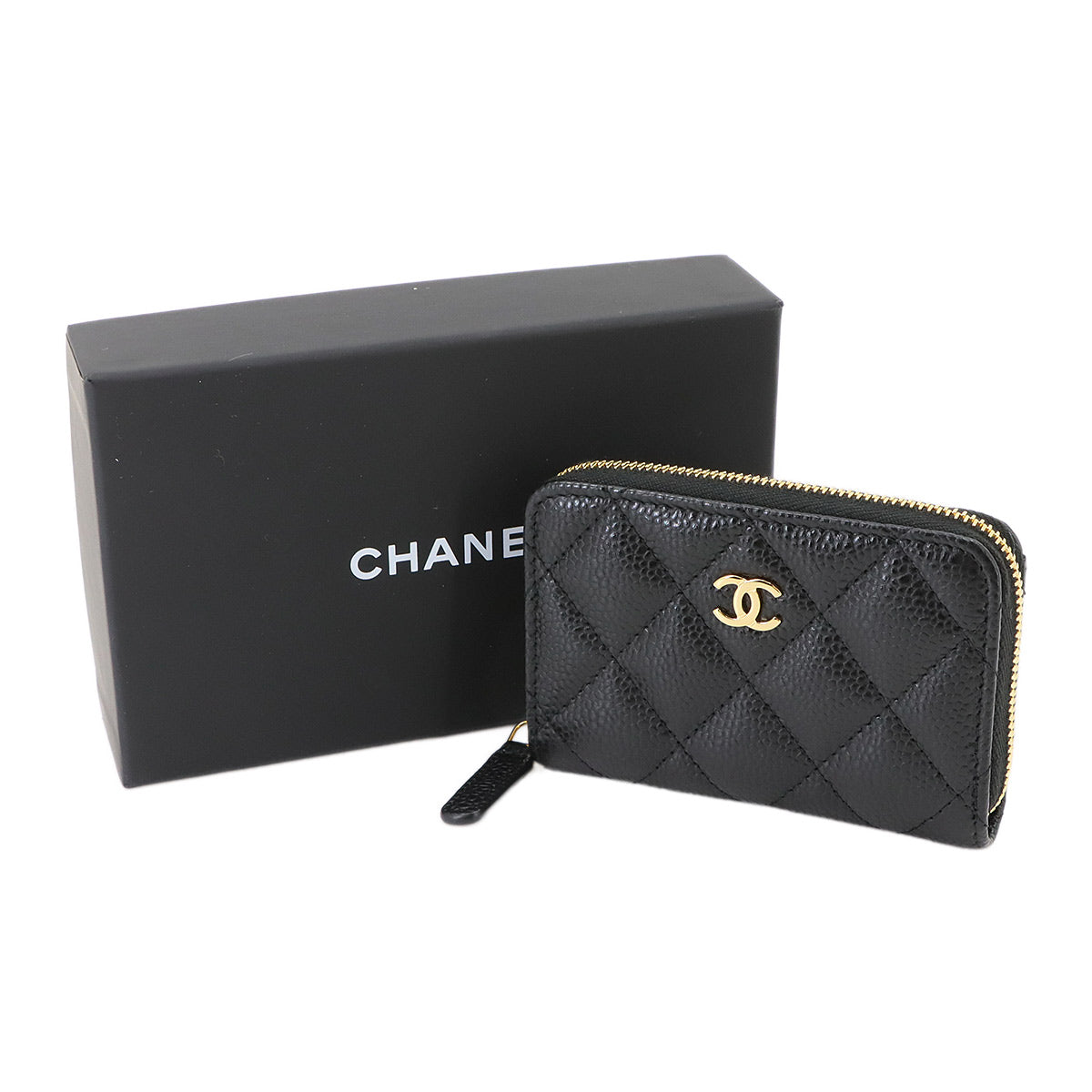 Matelasse Classic Zipped Coin Purse Leather Black AP0216