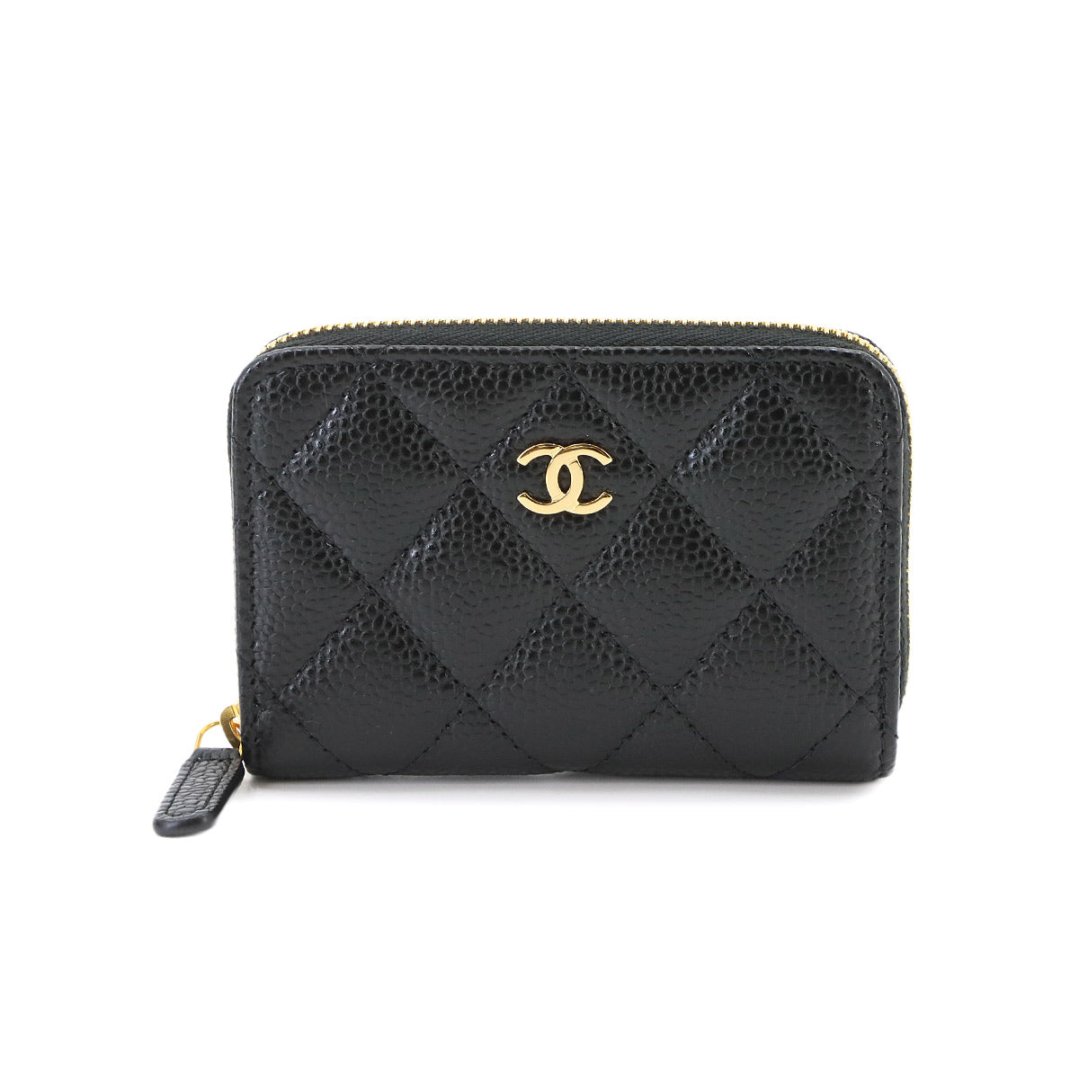 Matelasse Classic Zipped Coin Purse Leather Black AP0216
