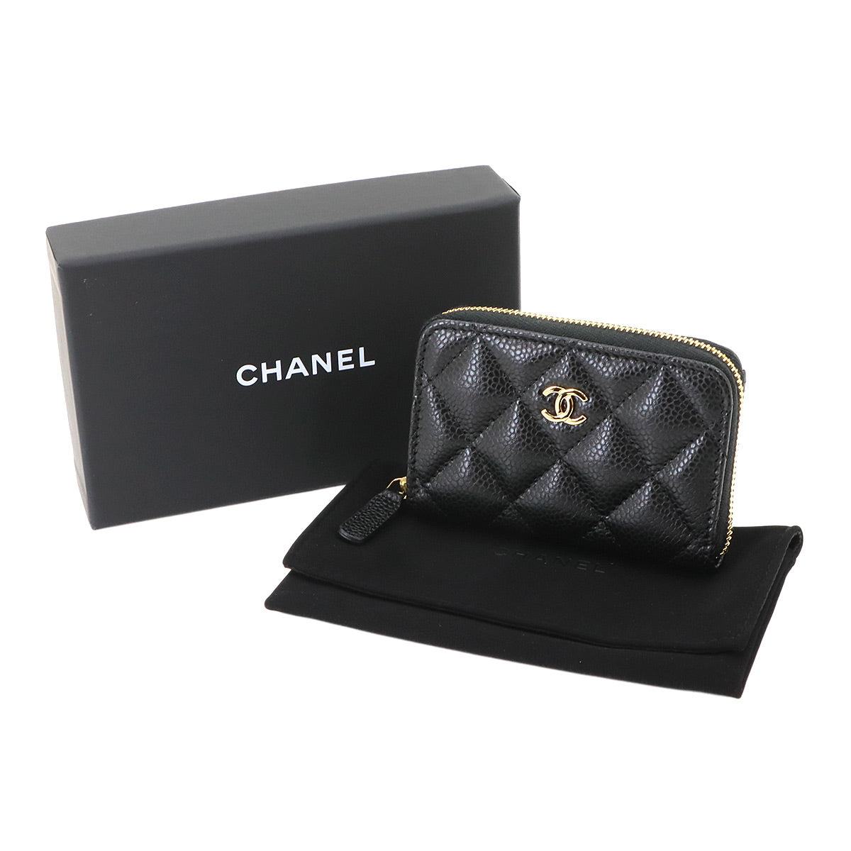 Matelasse Classic Zipped Coin Purse Leather Black AP0216