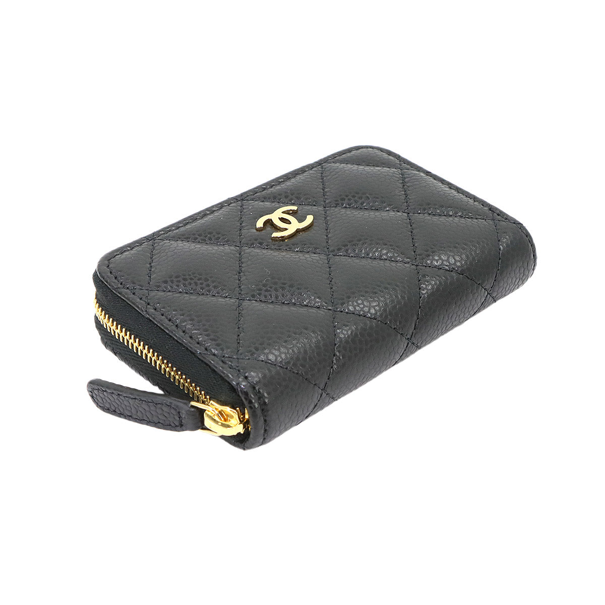 Matelasse Classic Zipped Coin Purse Leather Black AP0216