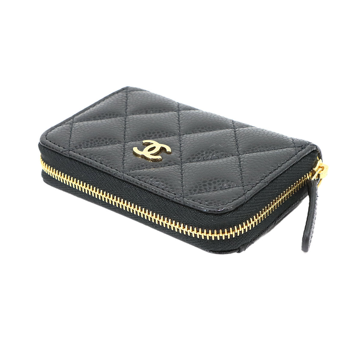 Matelasse Classic Zipped Coin Purse Leather Black AP0216