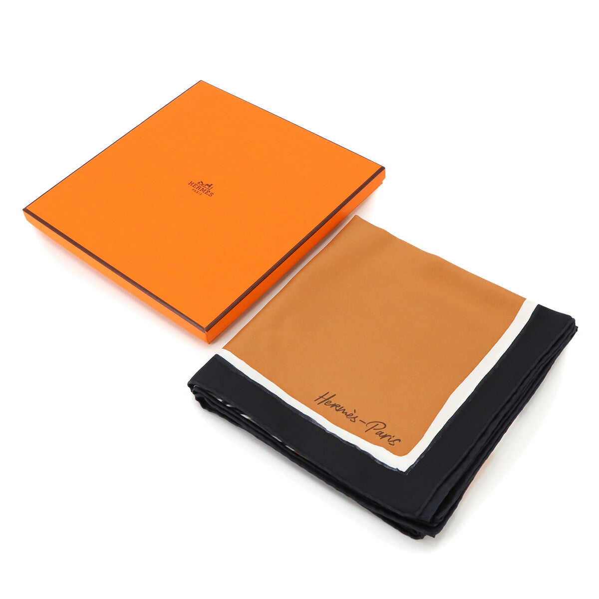 Carre 90 Scarf Libre Comme Pegase Silk Caramel Black Anthracite