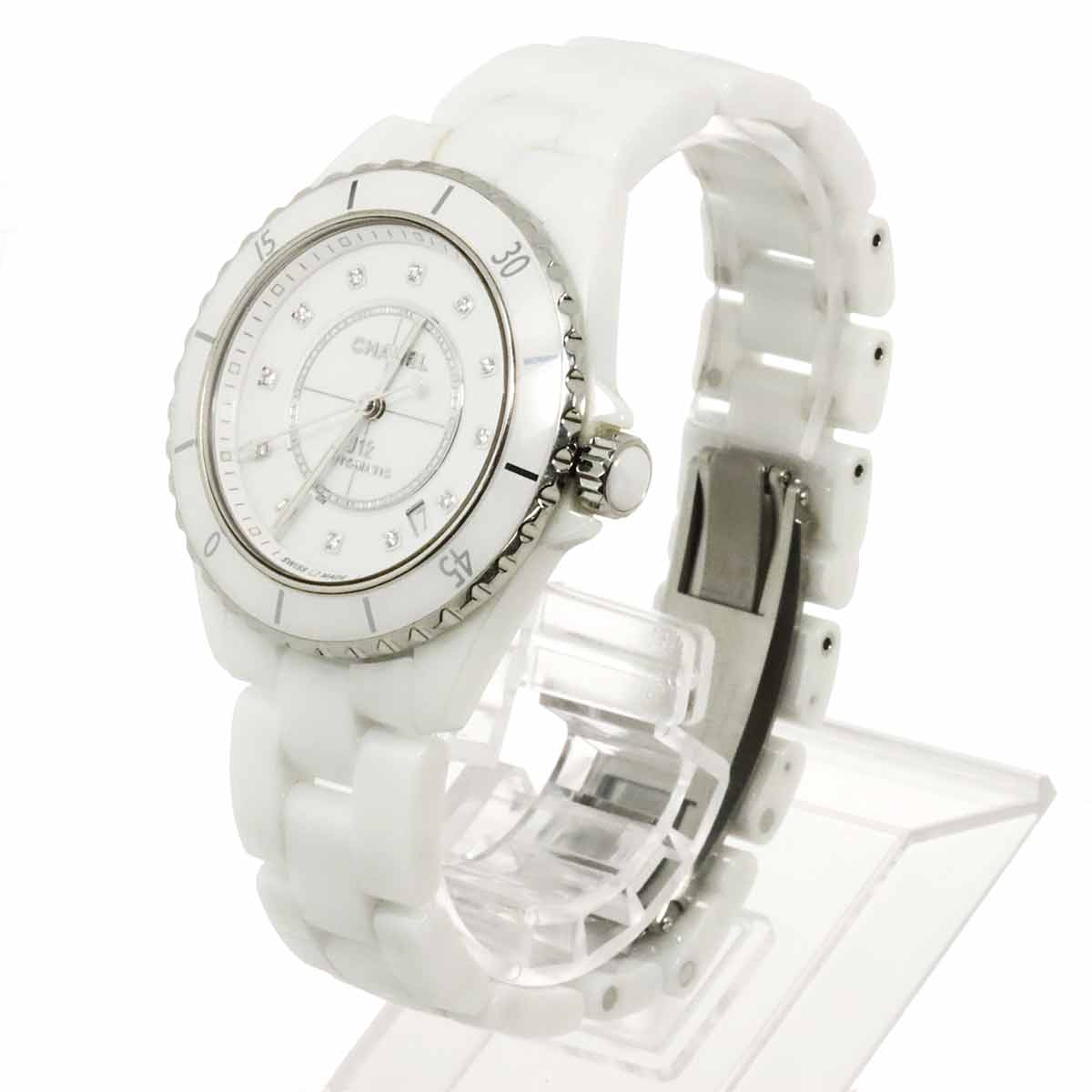 J12 H5705 Date Automatic 12P Diamond White Dial Mens Watch
