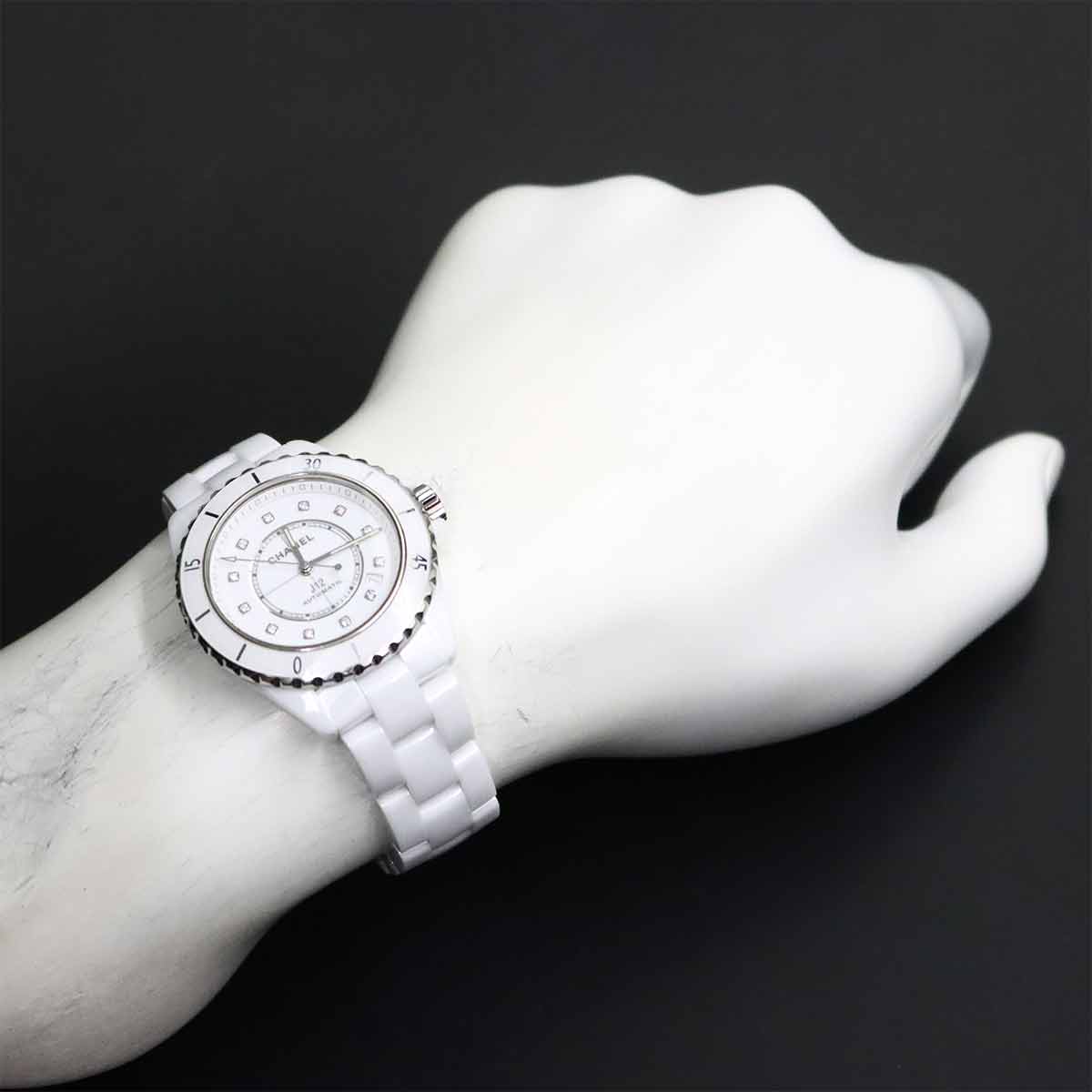 J12 H5705 Date Automatic 12P Diamond White Dial Mens Watch