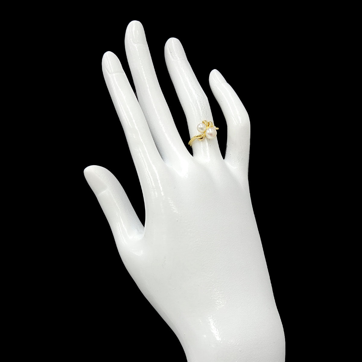 Akoya Pearl 5.6-4.6mm Diamond Ring 18K YG 750 Size4.75-5(US)