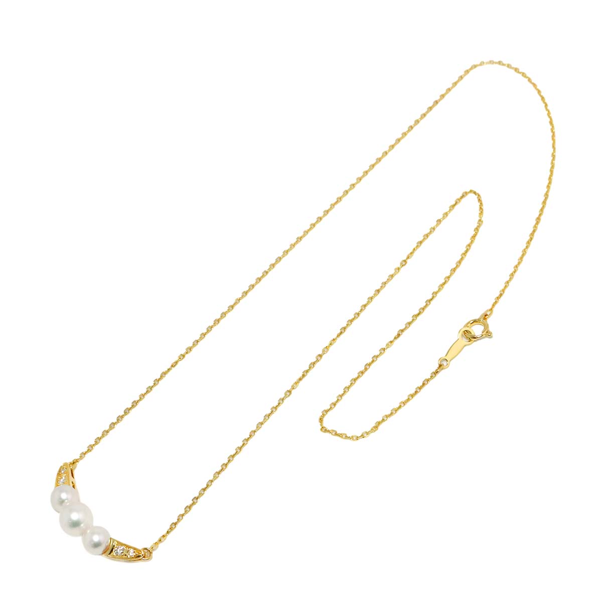 Akoya Pearl 6.0-4.8mm Diamond Necklace 18K YG 750