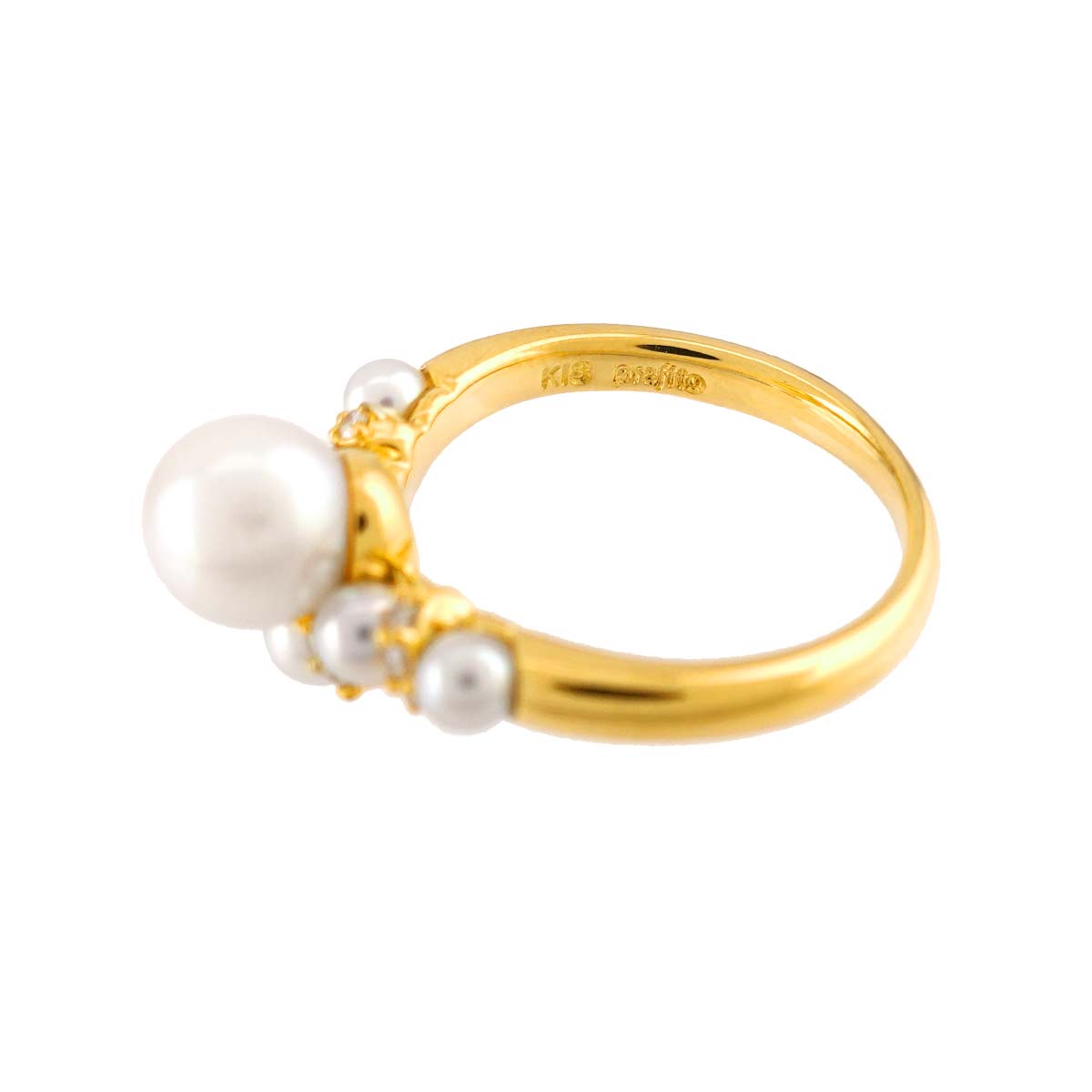 Akoya Pearl Diamond 0.08ct Ring K18 size5.5-5.75(US)