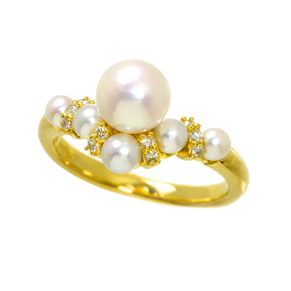 Akoya Pearl Diamond 0.08ct Ring K18 size5.5-5.75(US)