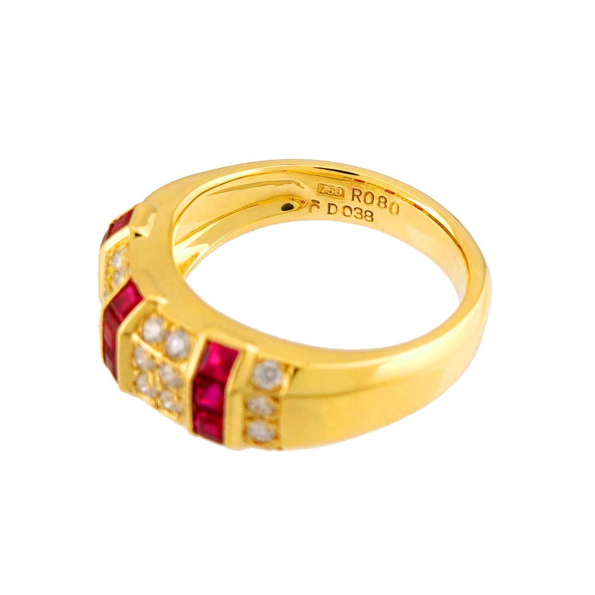 Ruby 0.80ct Diamond 0.38ct Ring 18K YG 750 Size6.25-6.5(US)