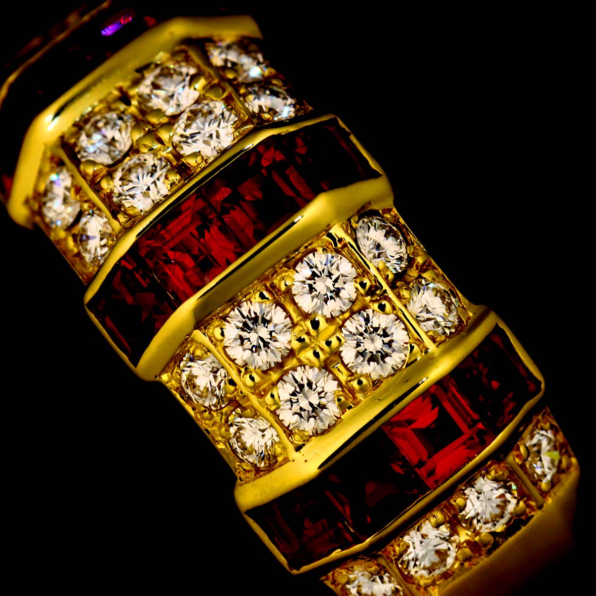 Ruby 0.80ct Diamond 0.38ct Ring 18K YG 750 Size6.25-6.5(US)