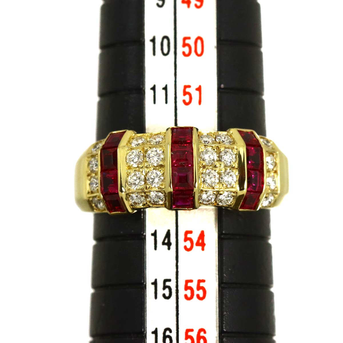 Ruby 0.80ct Diamond 0.38ct Ring 18K YG 750 Size6.25-6.5(US)