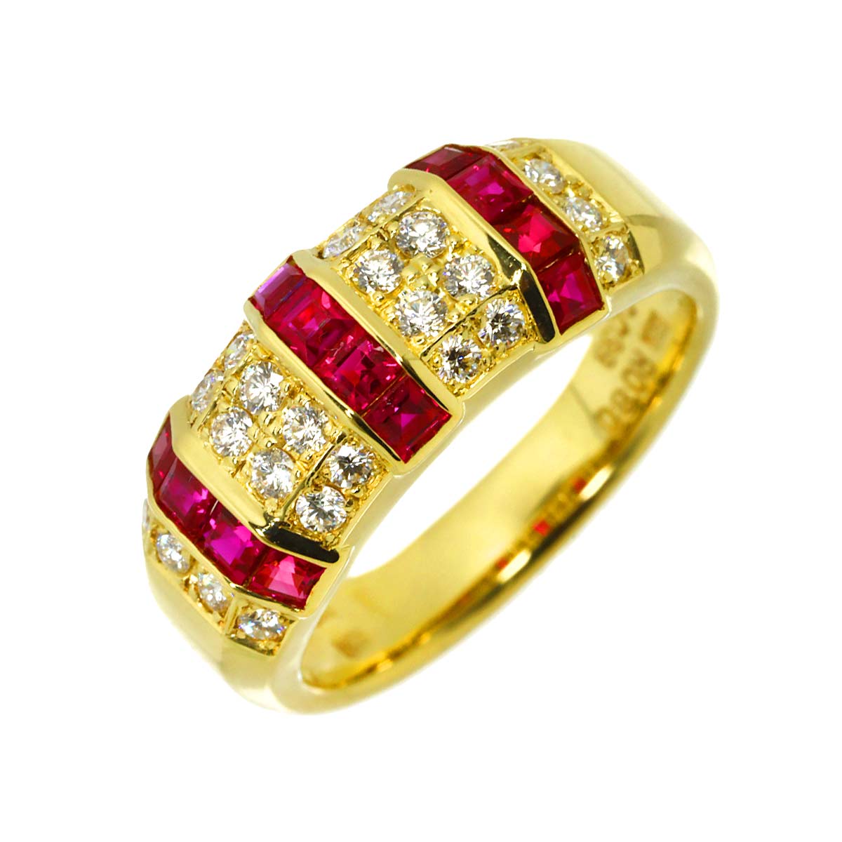 Ruby 0.80ct Diamond 0.38ct Ring 18K YG 750 Size6.25-6.5(US)