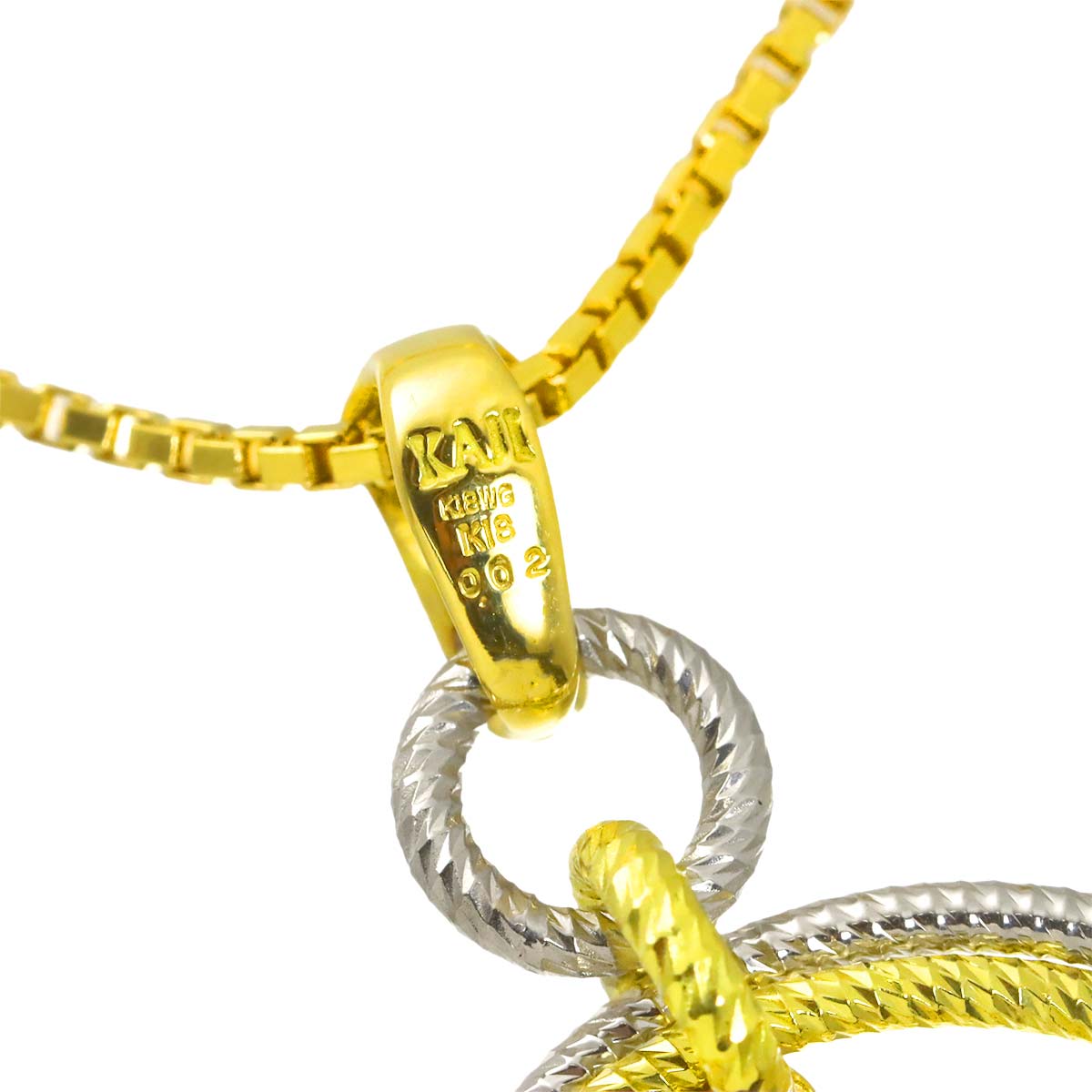 Diamond 0.02ct Ruby Sapphire Necklace 18K YG WG 750