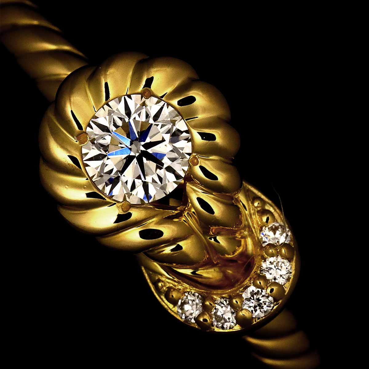 Diamond 0.24/0.02ct Ring 18K YG 750 7.25(US)