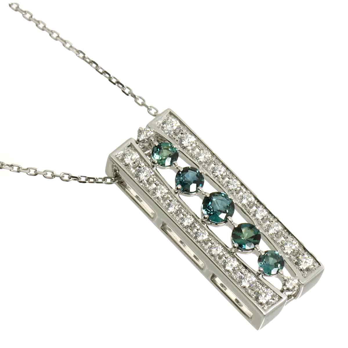Alexandrite 0.59ct Diamond 0.34ct Necklace 18K WG 750