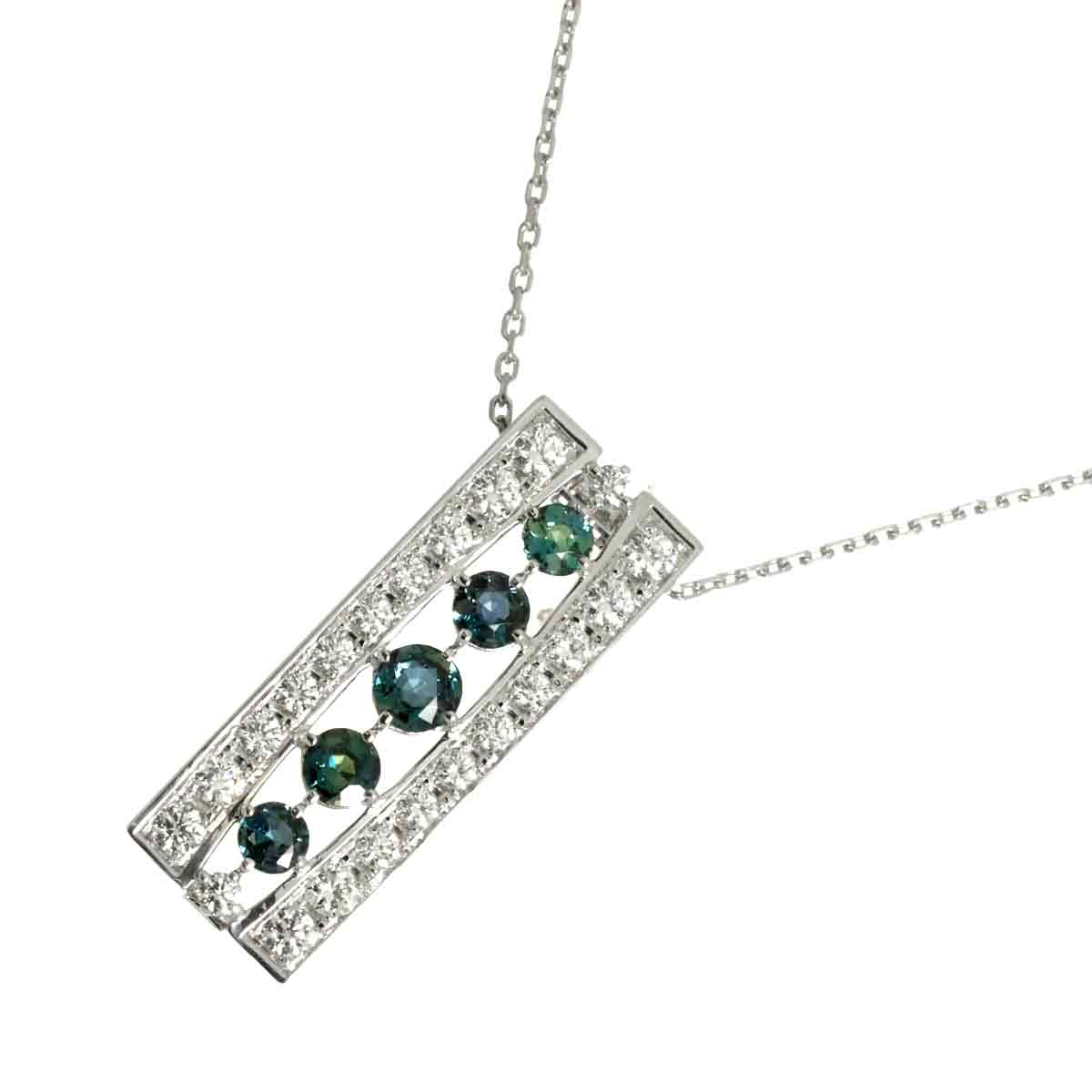 Alexandrite 0.59ct Diamond 0.34ct Necklace 18K WG 750