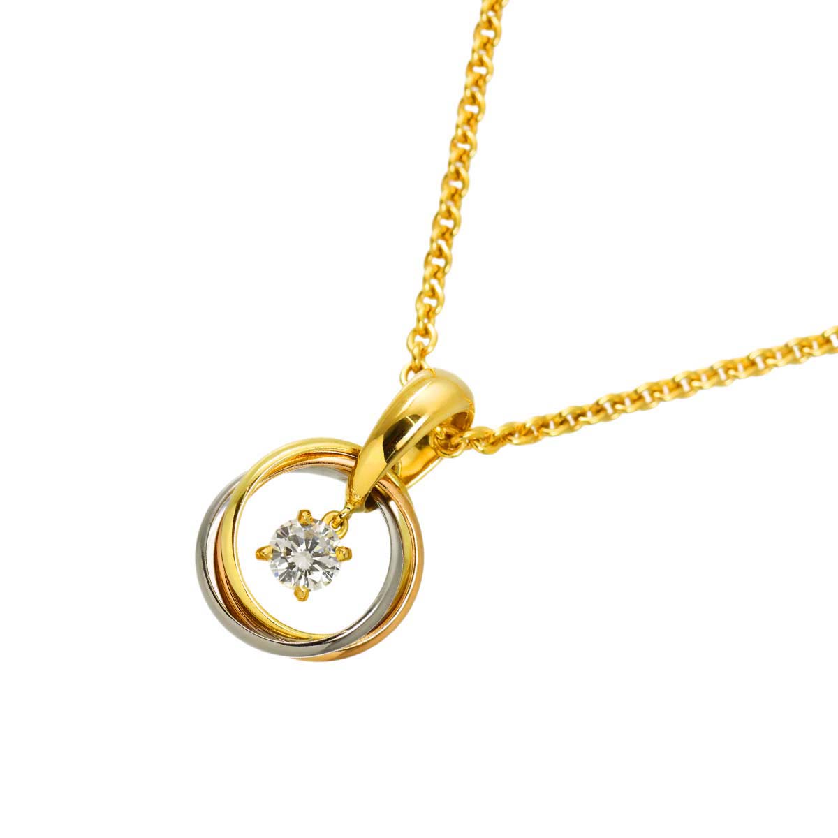 Trinity Diamond Necklace 18K YG WG PG 750