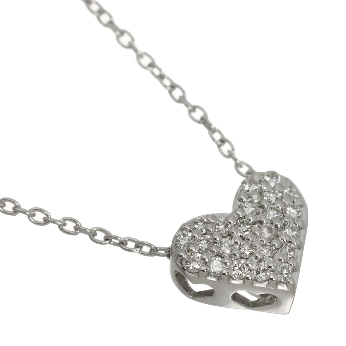 Heart Motif Diamond 0.10ct Necklace 18K White Gold 750