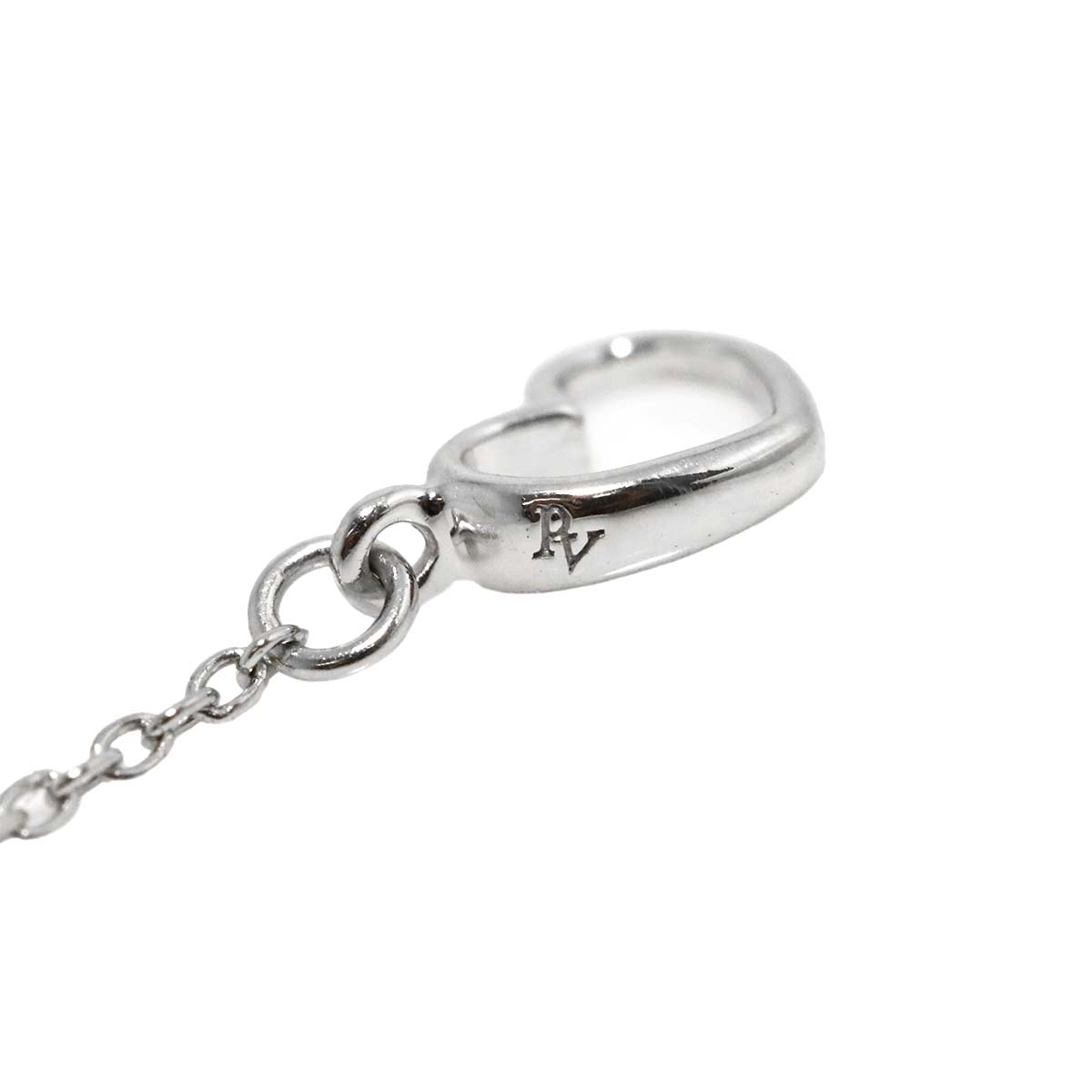 Heart Motif Diamond 0.10ct Necklace 18K White Gold 750