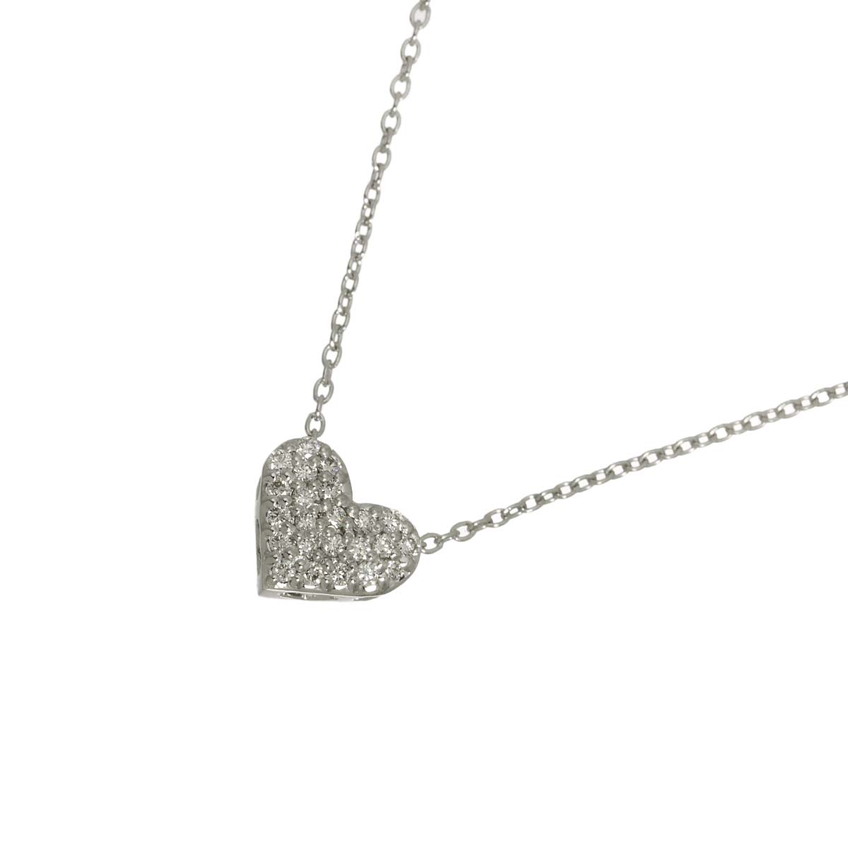 Heart Motif Diamond 0.10ct Necklace 18K White Gold 750