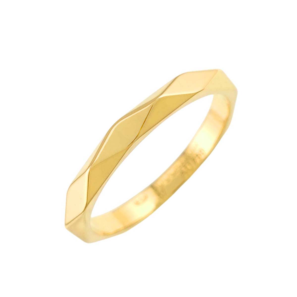 Facet Ring 18K YG 750 Size57 7.5-7.75(US)
