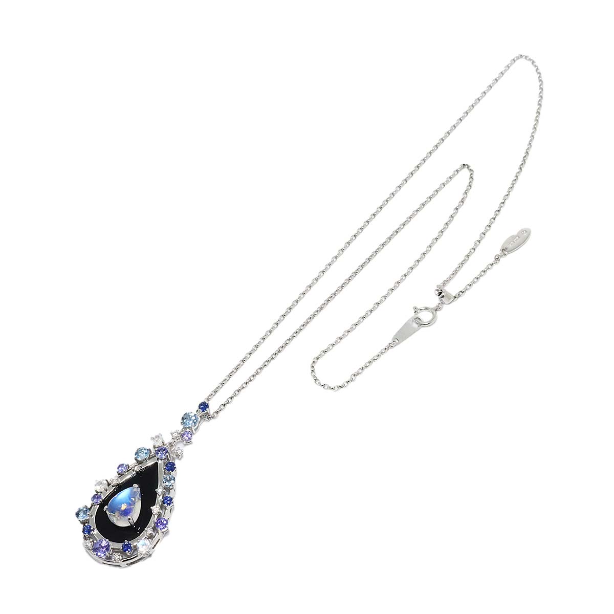 MoonStone 2.97ct Diamond 0.19ct Necklace 18K WG 750