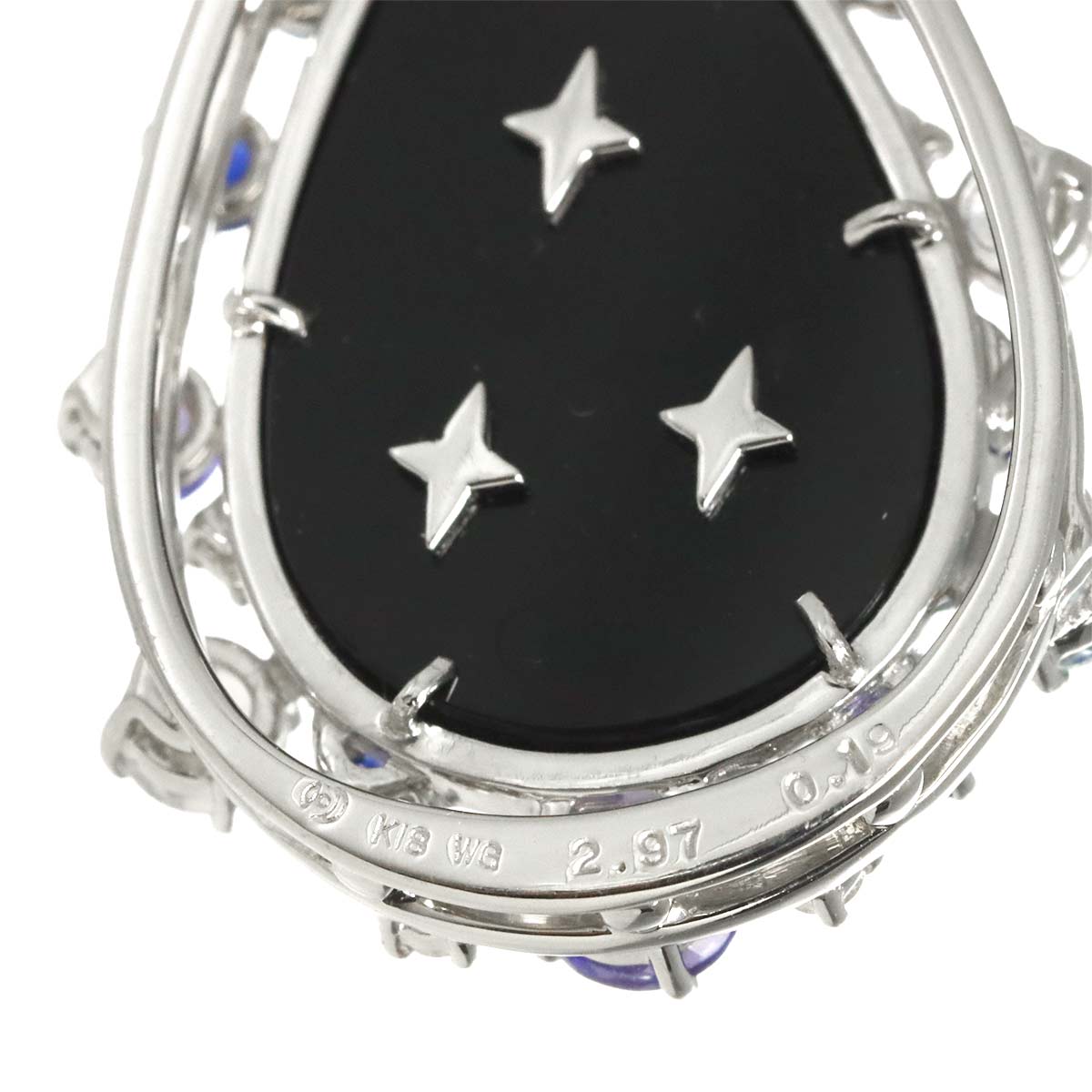MoonStone 2.97ct Diamond 0.19ct Necklace 18K WG 750