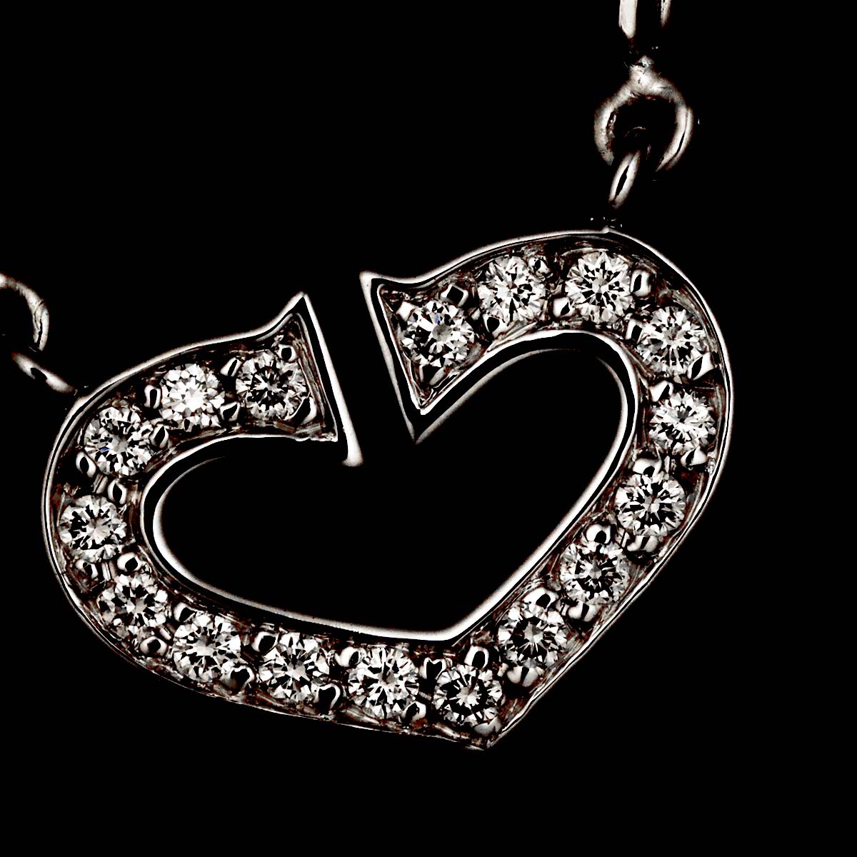 C Heart Diamond Necklace 18K White Gold 750