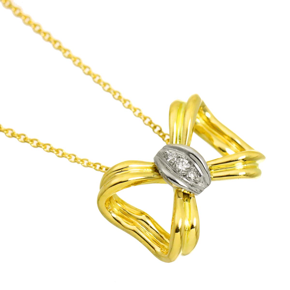 Diamond Necklace K18 YG 750 Pt