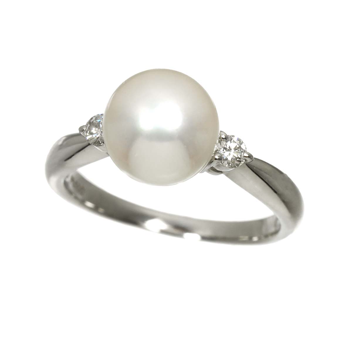 Akoya Pearl 9.0mm Diamond 0.12ct Ring Pt size7.25(US)